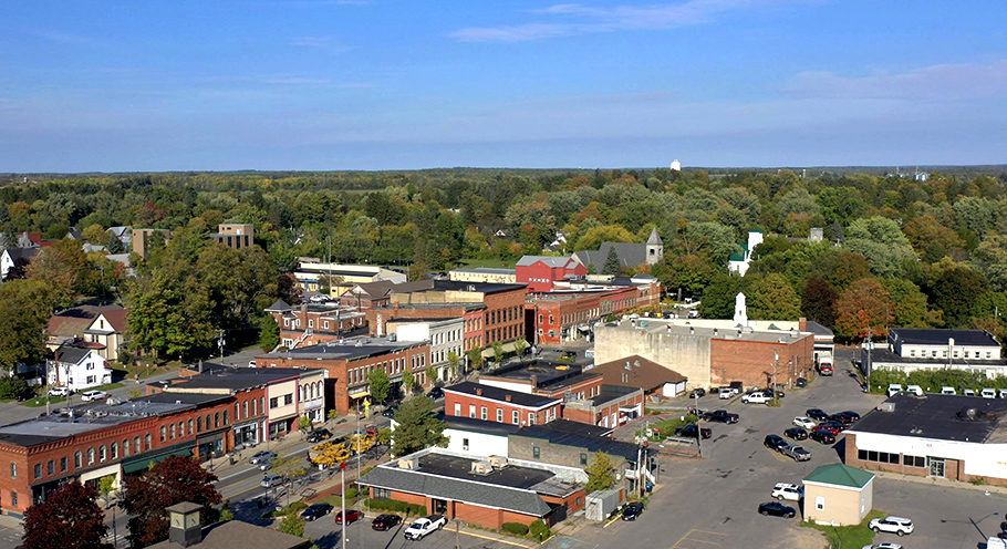 Aerial view of a business property
