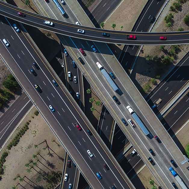Aerial view of interstate highways