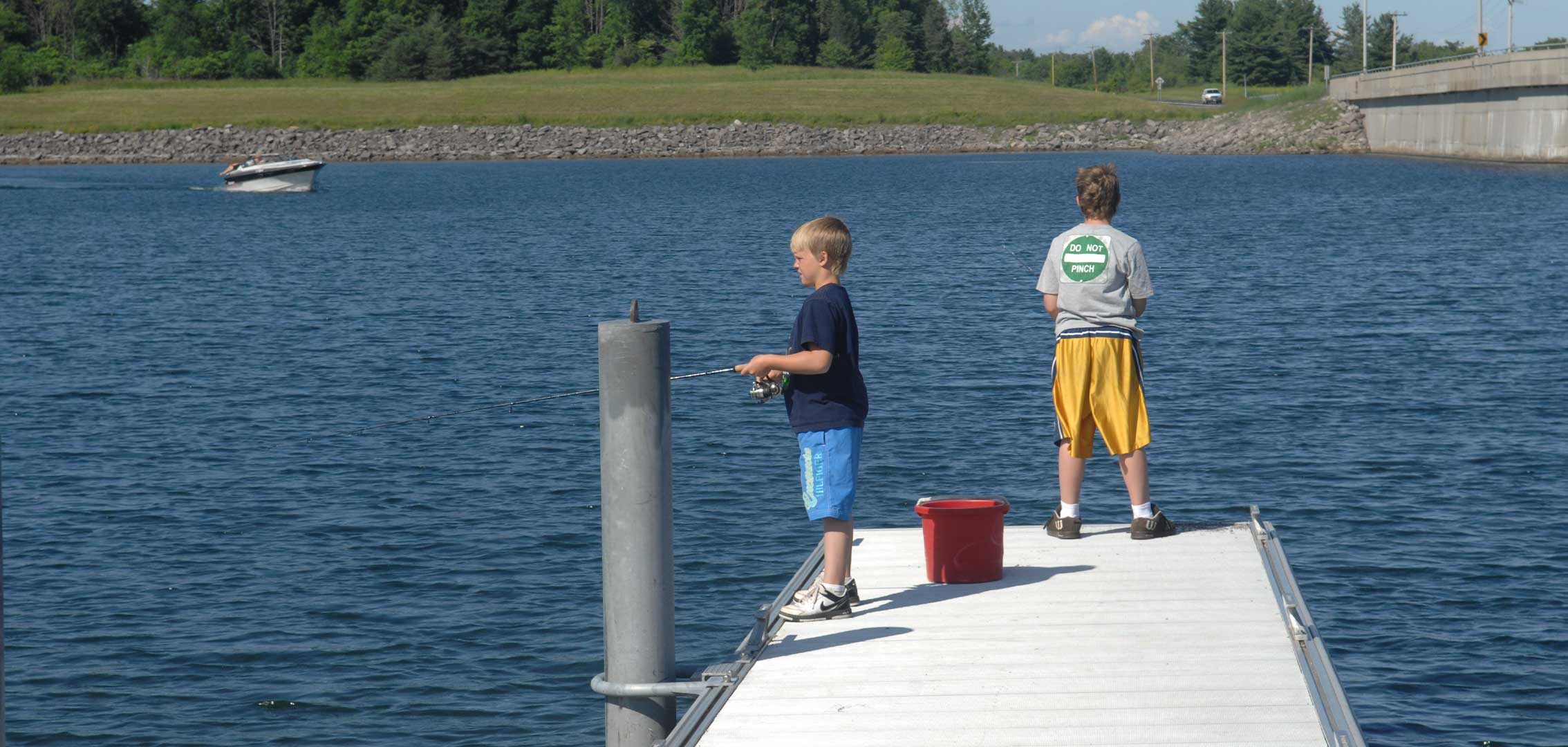 Children enjoying recreational fishing