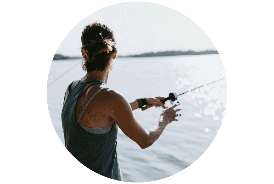 A woman fishing